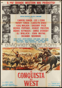 2t0068 HOW THE WEST WAS WON Italian 2p 1964 John Ford, Reynold Brown art + cast photo portraits!