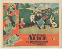 2t1245 ALICE IN WONDERLAND LC #2 1951 Disney, Alice watches club playing cards painting tree!