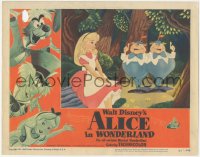 2t1247 ALICE IN WONDERLAND LC #5 1951 Disney cartoon, she's w/ Tweedledee and Tweedledum in forest!