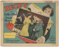 2t1253 BECKY LC 1927 Sally O'Neil threatens to whack Owen Moore kissing her hand, ultra rare!