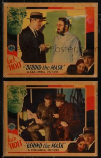 2t1438 BEHIND THE MASK 2 LCs 1932 Jack Holt with Edward Van Sloane and undercover in prison!