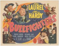 2t1209 BULLFIGHTERS TC 1945 great wacky cartoon artwork & photos of Stan Laurel & Oliver Hardy!