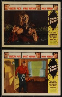2t1442 CAPE FEAR 2 LCs 1962 great images of Gregory Peck, Robert Mitchum, classic film noir!