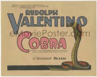 2t1212 COBRA TC 1925 ladies' man Rudolph Valentino, incredible artwork of snake, very rare!