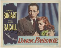 2t1265 DARK PASSAGE LC #2 1947 great close up of Humphrey Bogart holding sexy scared Lauren Bacall!