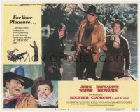 2t1321 ROOSTER COGBURN int'l LC #6 1975 John Wayne, Katharine Hepburn & Romancito standing in river!