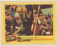 2t1325 SATCHMO THE GREAT LC #2 1957 wonderful image of Louis Armstrong singing w/trumpet in crowd!