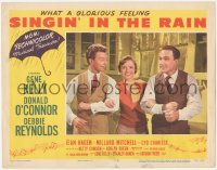 2t1332 SINGIN' IN THE RAIN LC #2 1952 Gene Kelly, Donald O'Connor & Debbie Reynolds arm-in-arm!