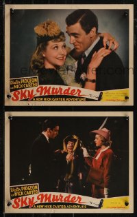 2t1453 SKY MURDER 2 LCs 1940 Walter Pidgeon as Nick Carter, Compton, Donald Meek disguised in drag!