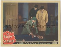 2t1337 STUDY IN SCARLET LC 1933 Reginald Owen as Sherlock Holmes finds clue on dead body, ultra rare!
