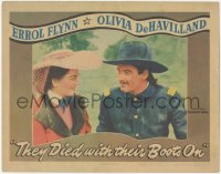 2t1340 THEY DIED WITH THEIR BOOTS ON LC 1941 romantic close up of Errol Flynn & Olivia De Havilland!