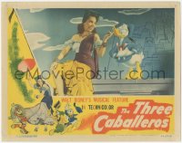 2t1342 THREE CABALLEROS LC 1944 cartoon Donald Duck flirting with sexy Aurora Miranda, Walt Disney!