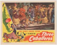 2t1343 THREE CABALLEROS LC 1944 Donald Duck, Panchito & Joe Carioca dancing w/ women, Disney, rare!