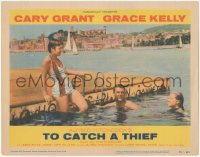 2t1345 TO CATCH A THIEF LC #1 1955 Grace Kelly & Cary Grant swim on the Riviera, Alfred Hitchcock