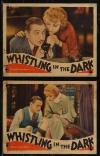 2t1460 WHISTLING IN THE DARK 2 LCs 1933 mystery writer Ernest Truex & his girl Una Merkel, rare!