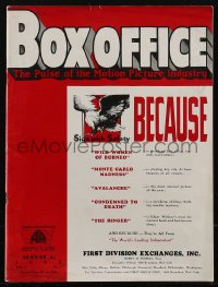 2t0467 BOX OFFICE exhibitor magazine August 4, 1932 Doctor X, Jewel Robbery, Congorilla & more!