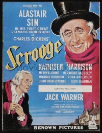 2t0566 CHRISTMAS CAROL English pressbook 1951 Charles Dickens, Alastair Sim as Scrooge, ultra rare!