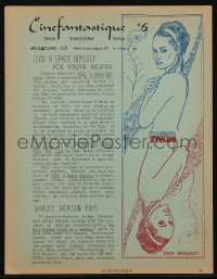 2t0864 CINEFANTASTIQUE #6 magazine August 1967 Beardsley art of Ursula Andress in Casino Royale!