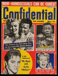 2t0868 CONFIDENTIAL magazine May 1957 Marilyn Monroe, Joe DiMaggio, Floyd Patterson, Elvis Presley!