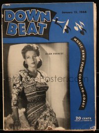 2t0873 DOWN BEAT magazine January 15, 1944 portrait of pretty Helen Forrest wearing cool dress!