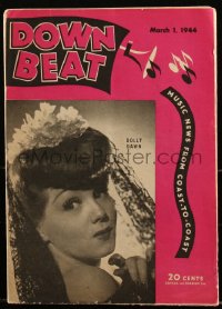2t0874 DOWN BEAT magazine March 1, 1944 head & shoulders portrait of pretty Dolly Dawn!