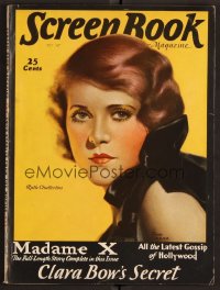 2t0949 SCREEN BOOK magazine October 1929 cover art of Ruth Chatterton in Madame X by John Clarke!