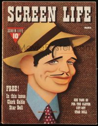 2t0957 SCREEN LIFE magazine March 1941 great cover art of Clark Gable by McGowan Miller, paper dolls!