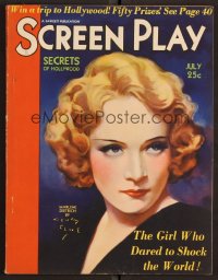 2t0958 SCREEN PLAY magazine July 1931 wonderful art of pretty Marlene Dietrich by Henry Clive!