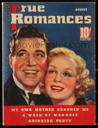 2t0976 TRUE ROMANCES magazine August 1936 art of Gloria Stuart & Michael Whalen by Georgia Warren!