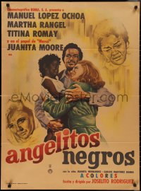 2t0614 ANGELITOS NEGROS Mexican poster 1970 Juanino Renau Berenguer art of Little Black Angel, rare!