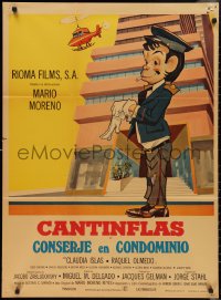2t0616 CONSERJE EN CONDOMINIO Mexican poster 1974 cartoon art of condo concierge Cantinflas!