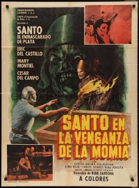 2t0632 SANTO EN LA VENGANZA DE LA MOMIA Mexican poster 1971 masked luchador Santo, ultra rare!