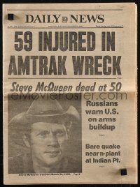 2t0471 DAILY NEWS newspaper November 8, 1980 movie legend Steve McQueen dead at 50!
