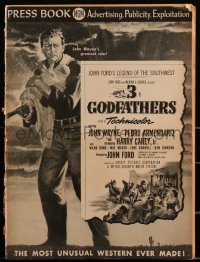 2t0279 3 GODFATHERS pressbook 1949 cowboy John Wayne in John Ford's Legend of the Southwest, rare!