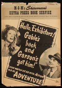 2t0280 ADVENTURE pressbook 1945 Clark Gable between Greer Garson & Joan Blondell, ultra rare!