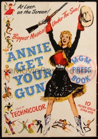 2t0284 ANNIE GET YOUR GUN pressbook 1950 Betty Hutton, covers unfold to a 17x25 color poster, rare!