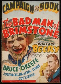2t0286 BAD MAN OF BRIMSTONE pressbook 1937 Wallace Beery, Virginia Bruce, color poster images, rare!