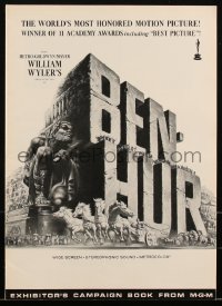 2t0292 BEN-HUR pressbook R1969 Charlton Heston, William Wyler classic religious epic, chariot art!
