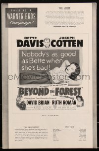 2t0295 BEYOND THE FOREST pressbook 1949 nobody's as good as Bette Davis when she's bad, Vidor, rare!