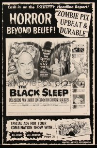 2t0296 BLACK SLEEP/QUATERMASS XPERIMENT pressbook 1956 horror double-bill beyond belief!