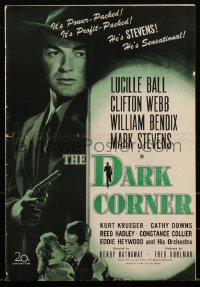 2t0313 DARK CORNER pressbook 1946 Lucille Ball, Clifton Webb, Mark Stevens, Bendix, film noir, rare!