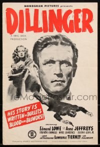 2t0318 DILLINGER pressbook 1945 Lawrence Tierney's story is written in bullets, blood, and blondes!