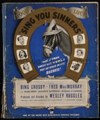 2t0397 SING YOU SINNERS pressbook 1938 Bing Crosby, Fred MacMurray, Drew, Donald O'Connor, rare!