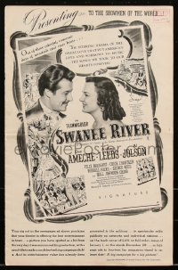 2t0410 SWANEE RIVER pressbook 1939 Don Ameche as Stephen Foster, Andrea Leeds, Al Jolson, rare!