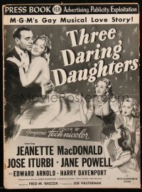 2t0415 THREE DARING DAUGHTERS pressbook 1948 Jeanette MacDonald, Jane Powell, Jose Iturbi, rare!