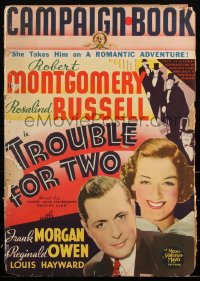 2t0418 TROUBLE FOR TWO pressbook 1936 Robert Montgomery, Rosalind Russell, Stevenson, very rare!
