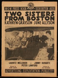 2t0422 TWO SISTERS FROM BOSTON pressbook 1946 Kathryn Grayson, June Allyson, Durante, Lawford, rare!