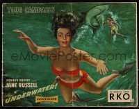 2t0425 UNDERWATER pressbook 1955 Howard Hughes, Feg Murray art of sexy skin diver Jane Russell!
