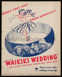 2t0430 WAIKIKI WEDDING pressbook 1937 Bing Crosby, Bob Burns & Martha Raye in Hawaii, very rare!