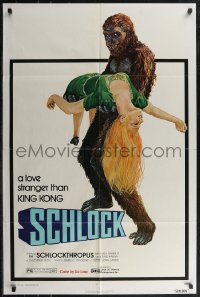 2t1148 SCHLOCK 1sh 1973 John Landis horror comedy, wacky art of ape man carrying sexy girl!